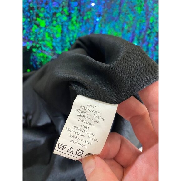 Belle Pogue Women's Green Sequin Short Sleeve Midi Cocktail Dress - Medium - Picture 10 of 12